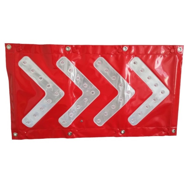 Flèche, bâche directionnelle chevrons lumineux à leds fond rouge fond noir