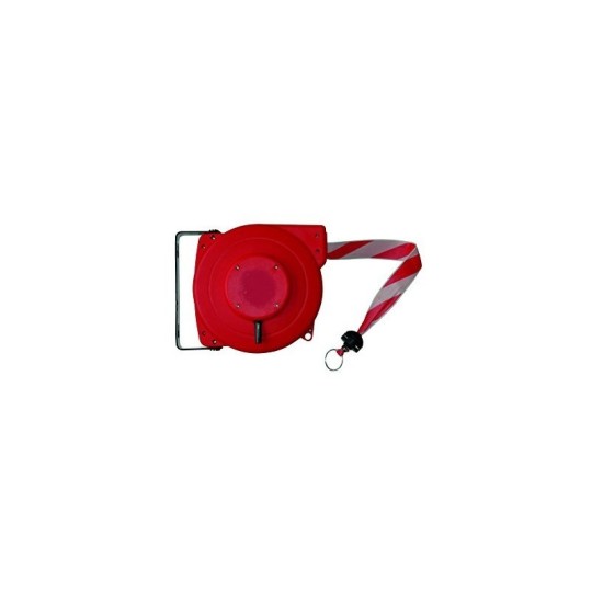 Enrouleur de balisage sangle 20 mètres rouge blanche jaune noir