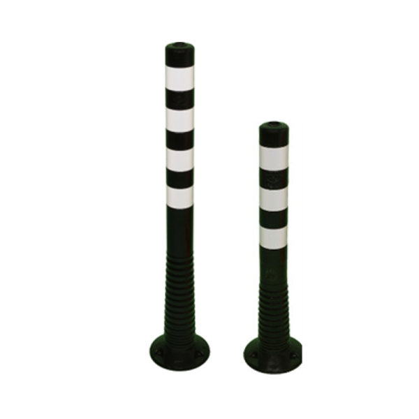 Poteau de balisage flexible noir avec bande blanches 2 hauteurs