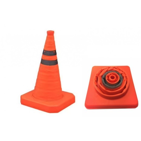 CONE DE SIGNALISATION TELESCOPIQUE orange avec bandes rétro